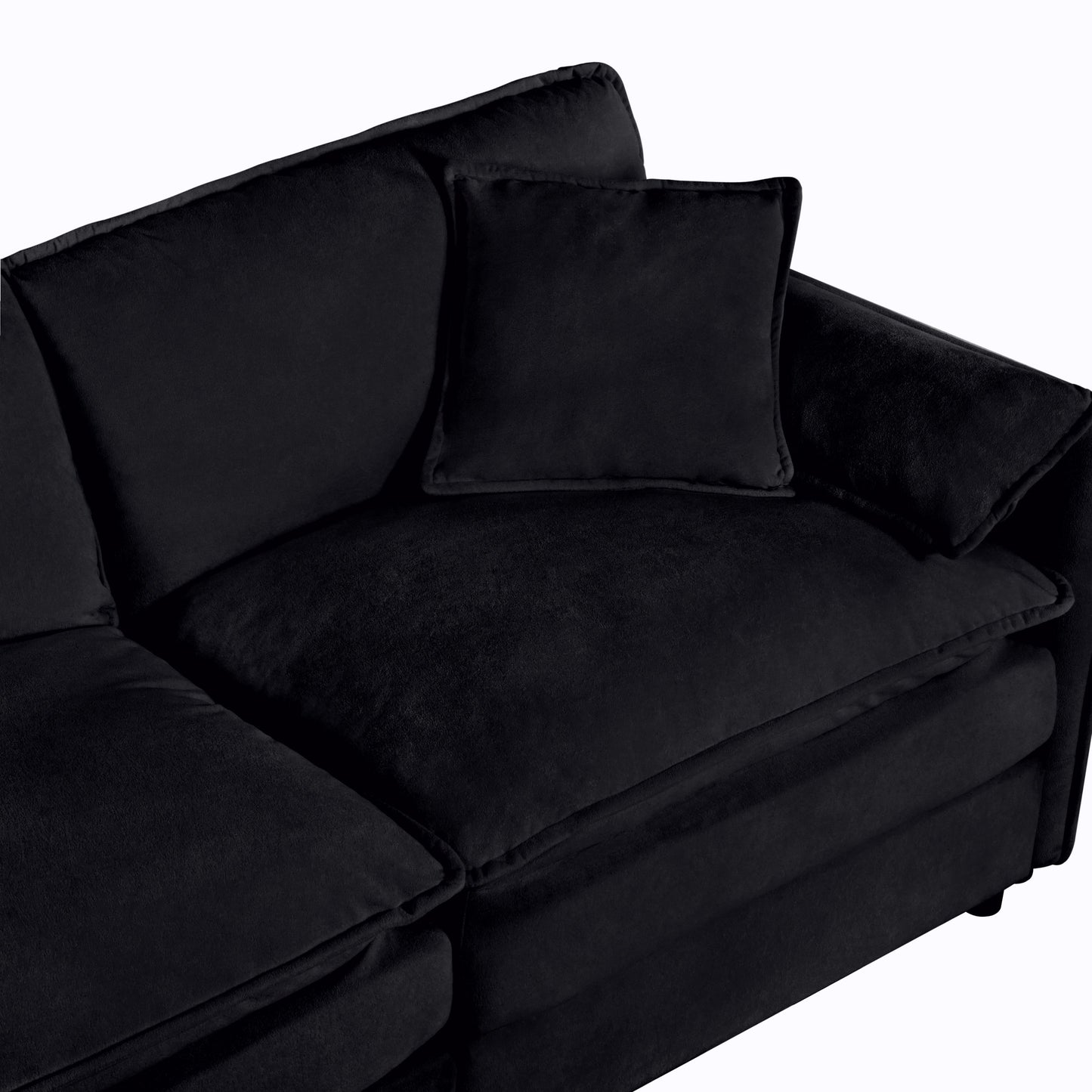 Oversized Deep Seat Luxury 2 Piece Sofa Set, Modern Chenille Comfy Cloud Couches For Living Room Office - Black