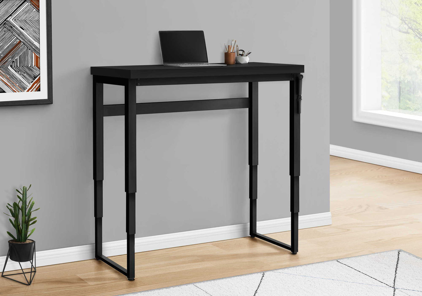 Computer Desk, Home Office, Standing, Adjustable, Laptop, Contemporary - Black