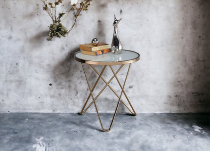 Valora - Glass Top End Table - Champagne