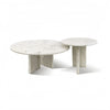 Luxury Snow Mountain Marble Coffee Table Set With Metal Base, Small Living Room Tables - White / Natural