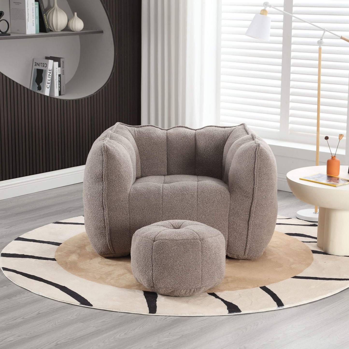 Soft Bean Bag Chair With High Resilient Foam (Chips) - Coffee