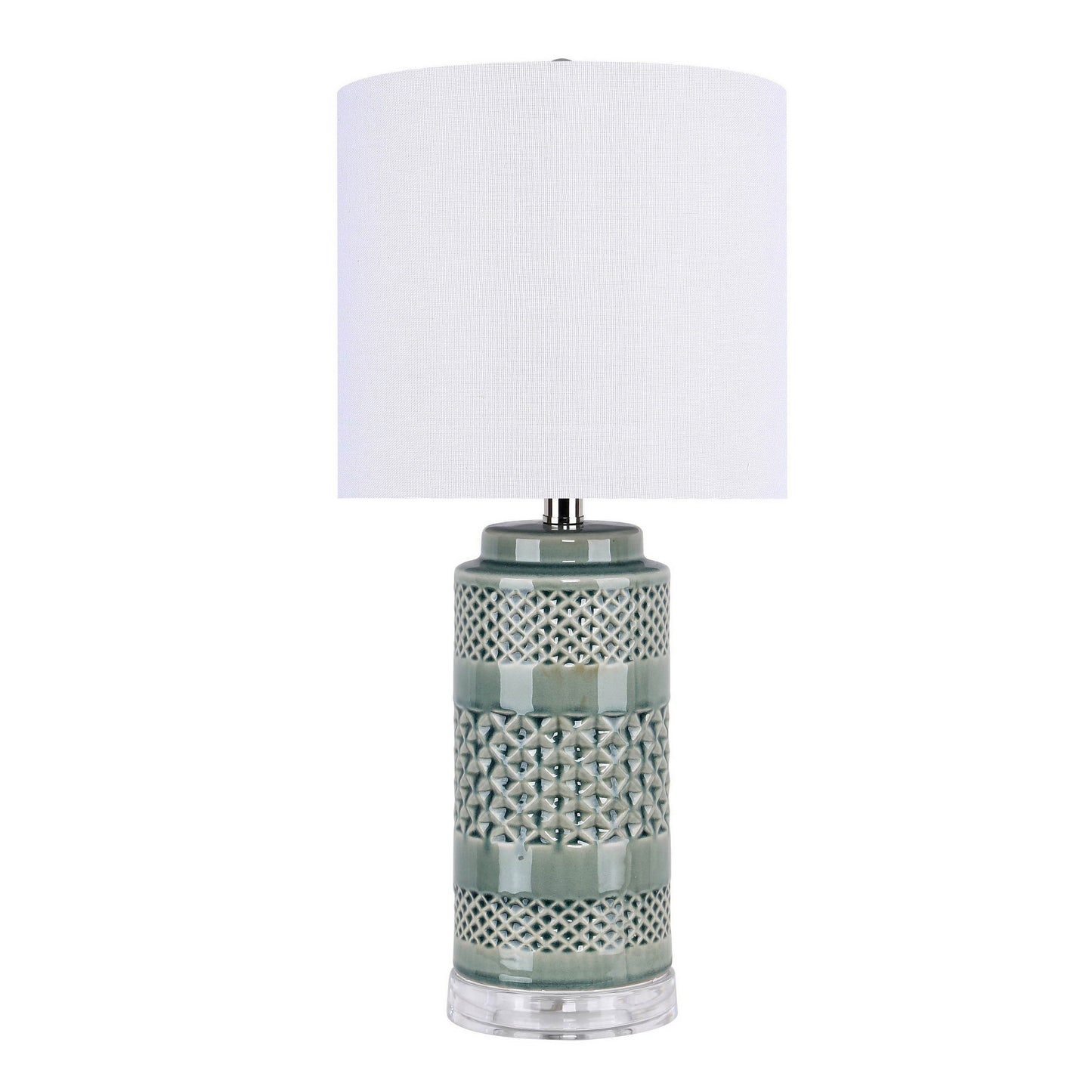 Casa - Contemporary Table Lamp (Set of 2) - Sage Green Crackle / Polished Nickel / White