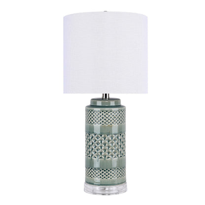 Casa - Contemporary Table Lamp (Set of 2) - Sage Green Crackle / Polished Nickel / White