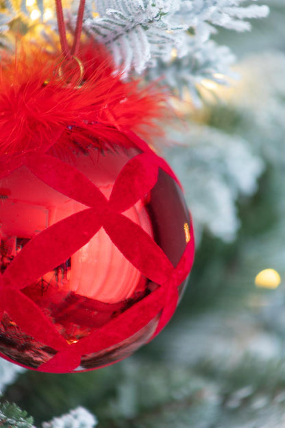 Christmas Ball Ornaments, Decorative Hanging Ball Christmas Tree Ornaments For Holiday Party Decorations (Set of 6) - Red