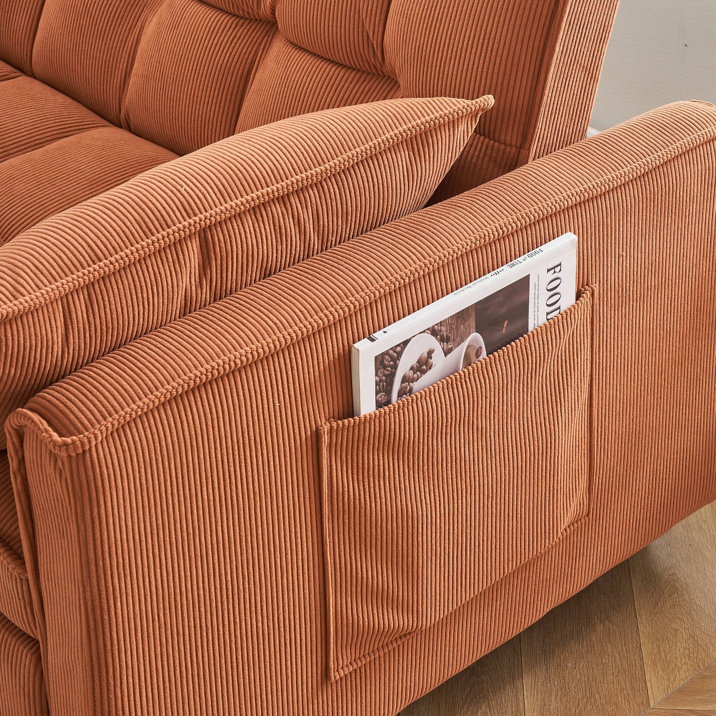 Folding Sofa Bed, Adjustable Back, Access Sofa, Recliner, Single Bed - Orange