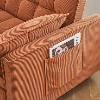 Folding Sofa Bed, Adjustable Back, Access Sofa, Recliner, Single Bed - Orange