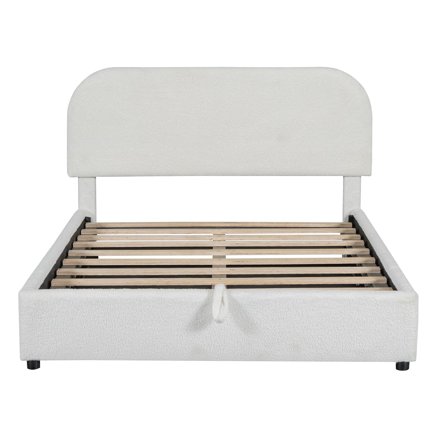 Full Size Upholstered Platform Bed With Hydraulic Storage System - White