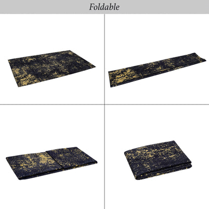 Maval - 5' X 8' Washable Area Rug - Black / Gold