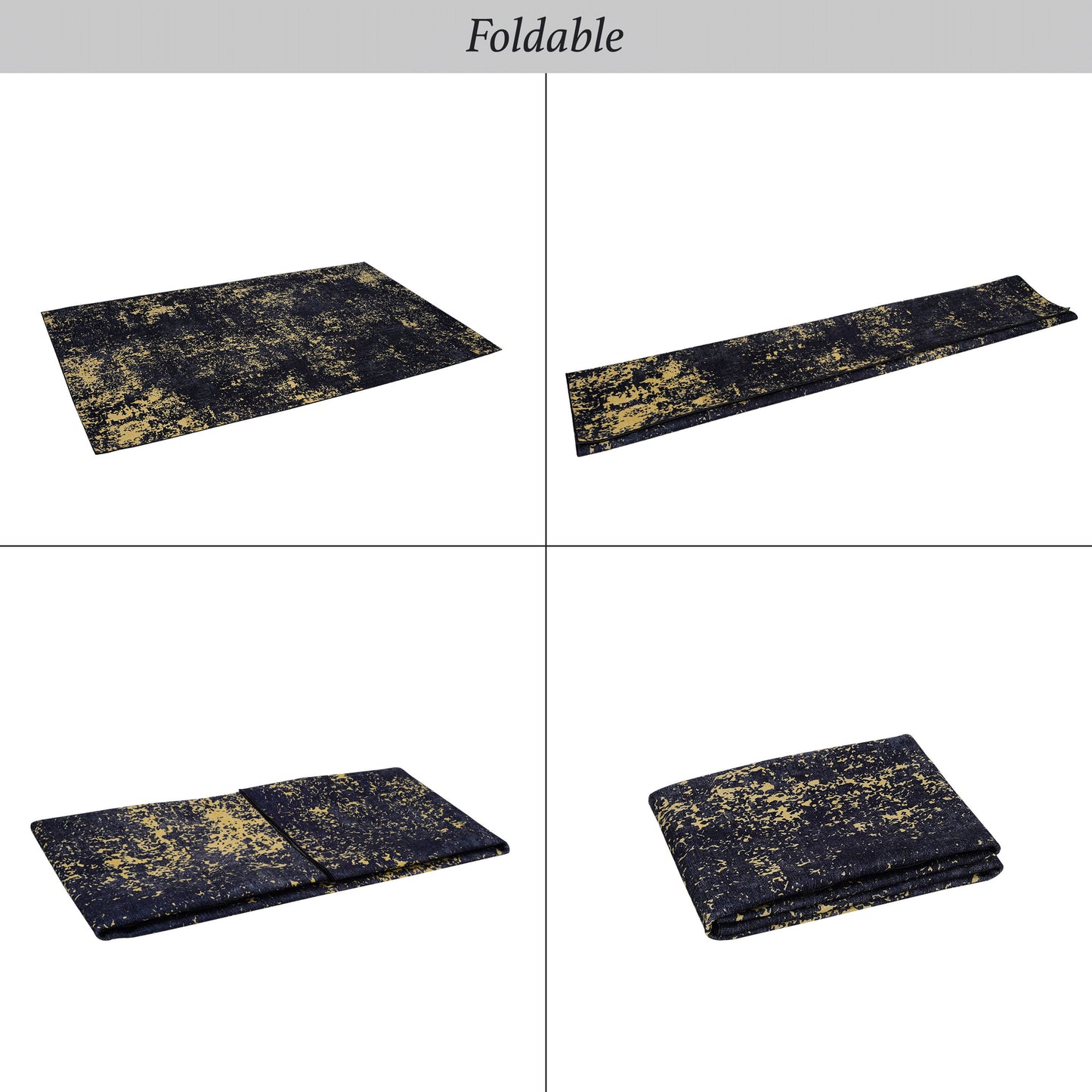 Maval - 4' X 6' Washable Area Rug - Black / Gold