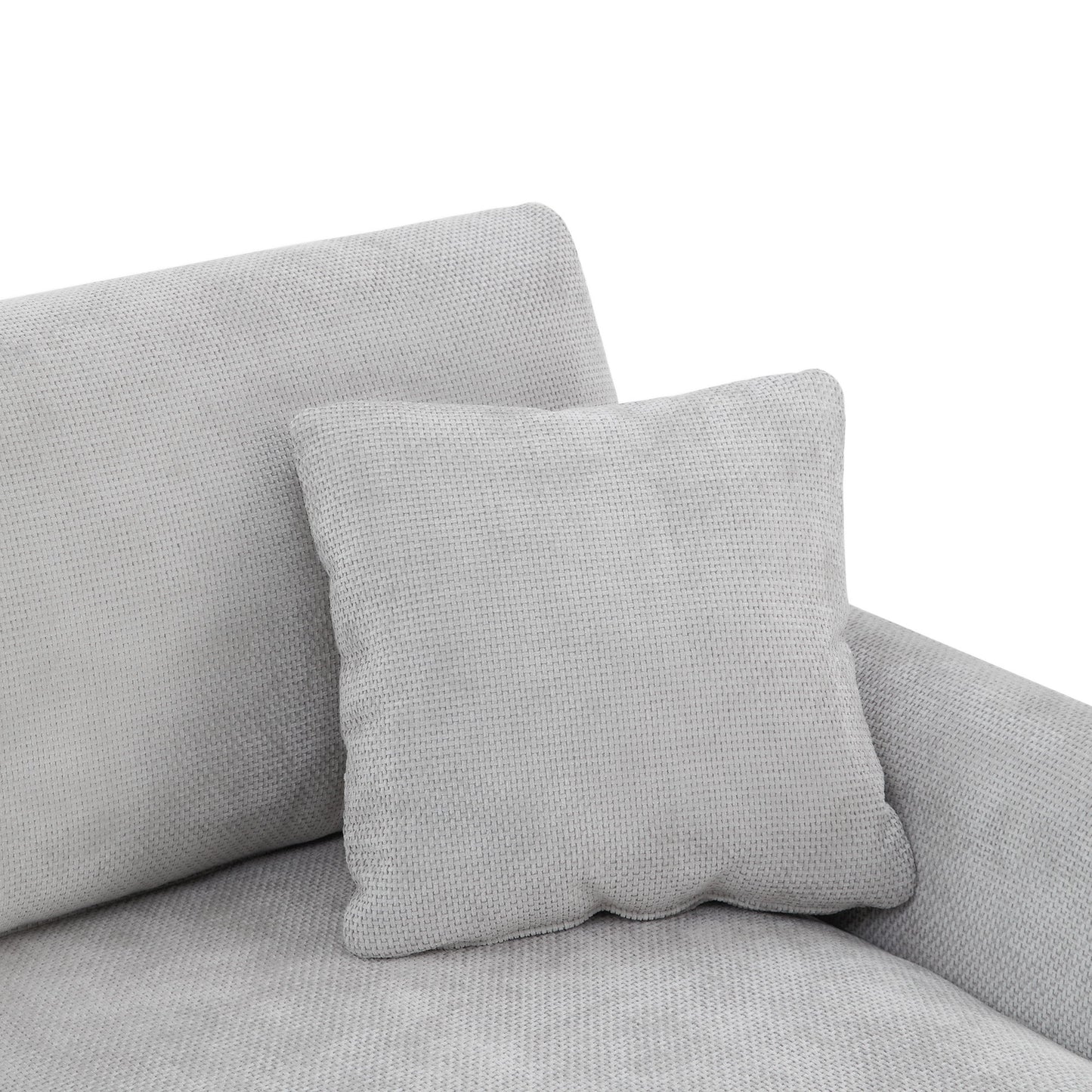 Modern Oversized Sectional Sofa, L-Shaped Luxury Couch Set With 2 Free Pillows, 5 Seat Chenille Indoor Furniture With Chaise - Light Gray