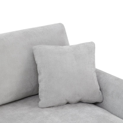 Modern Oversized Sectional Sofa, L-Shaped Luxury Couch Set With 2 Free Pillows, 5 Seat Chenille Indoor Furniture With Chaise - Light Gray