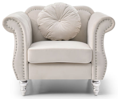 Elegant Transitional Flared Armchair - Ivory