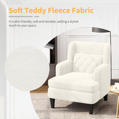 Upholstered Accent Chair Tufted Armchair For Living Room - Beige