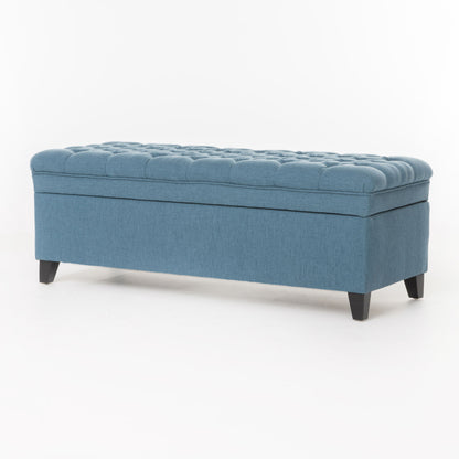 Juliana - Storage Ottoman With Stylish DesignÔøΩÔøΩÔøΩÔøΩÔøΩÔøΩÔøΩÔøΩÔøΩÔøΩÔøΩÔøΩÔøΩÔøΩÔøΩ Fabric And Birch Legs - Blue