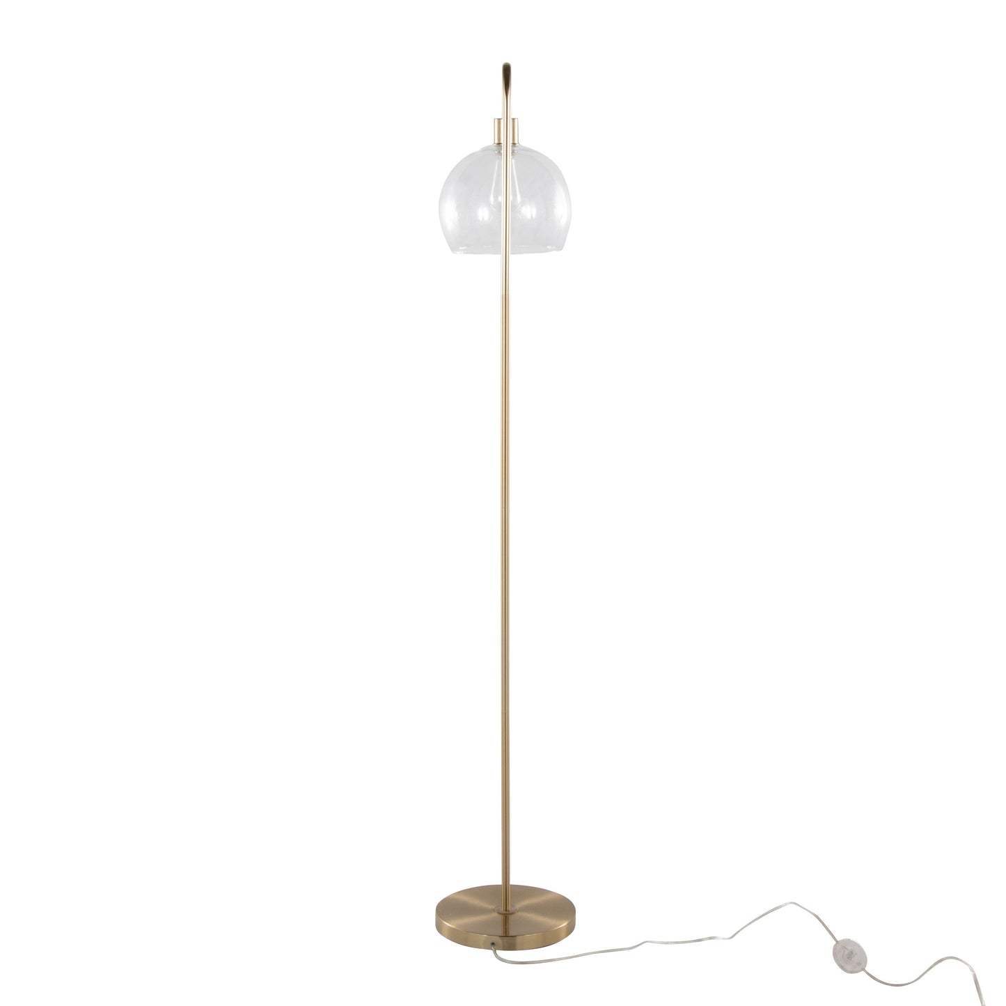 Metro - Contemporary Floor Lamp - Royal Gold / Clear Seeded