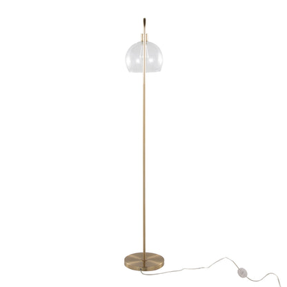 Metro - Contemporary Floor Lamp - Royal Gold / Clear Seeded