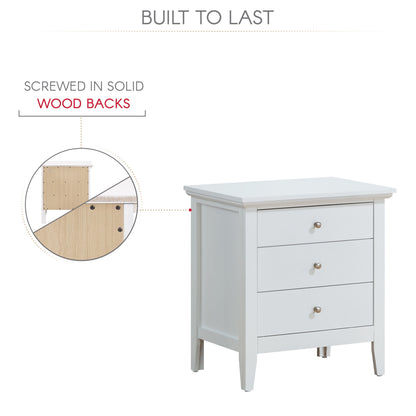 3 Drawer Nightstand - White