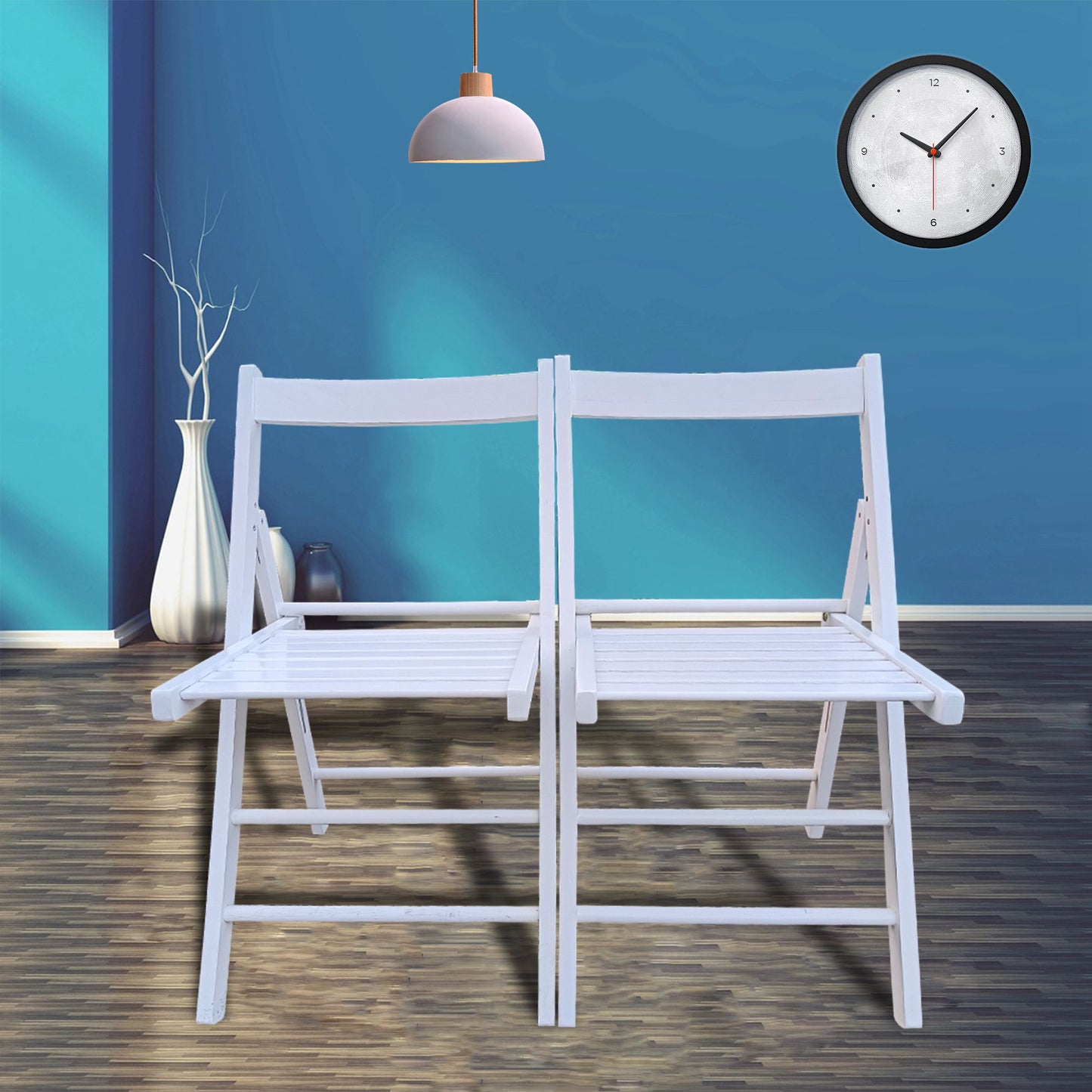 Folding Chair, Foldable Style (Set of 2) - White