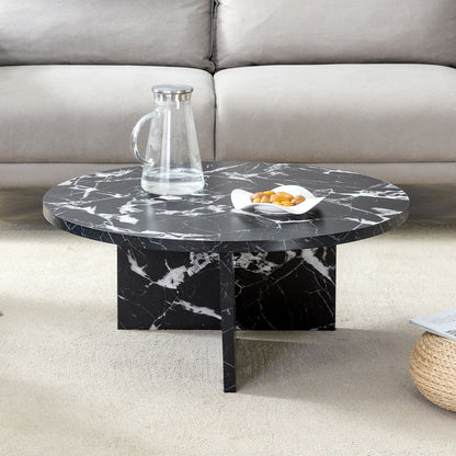Versatile Round Coffee Table For Various Interior Styles, Exhibiting Modern Minimalism And Nordic Charm - Black / Black White