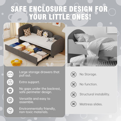 Modern Twin Size Upholstered Daybed With Additional Bed Frame - Dark Gray