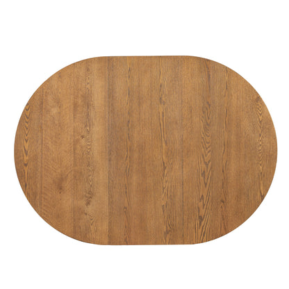Topmax - 5 Piece Modern Extendable Round Dining Table Set With Removable Leaf For Small Places - Walnut / Beige