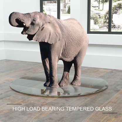 28" Round Tempered Glass Table Top Clear Glass 1 / 2" Thick Beveled Polished Edge - Transparent
