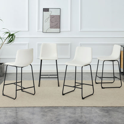 (Set of 2) Modern Minimalist Style Material Bar Stools, Suitable For Kitchen, Bar And Modern Home Design - White