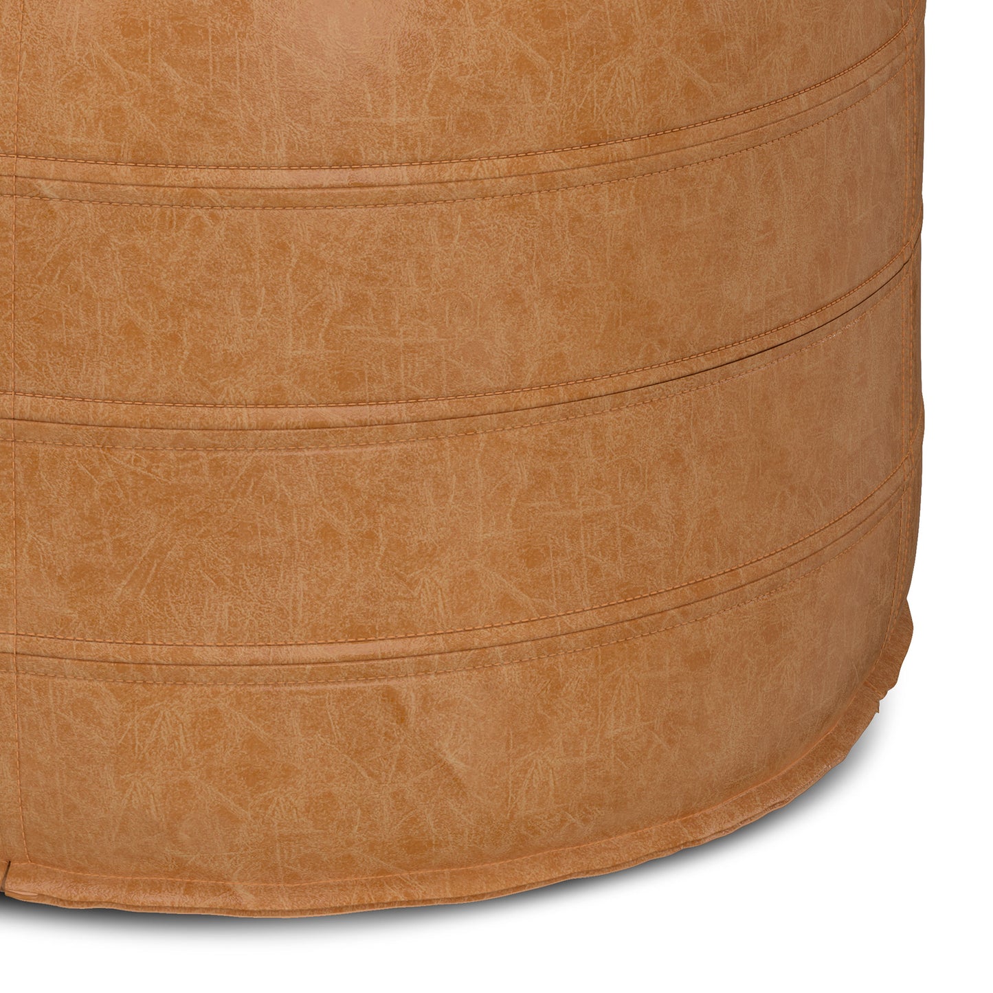 Brody - Round Pouf - Distressed Brown