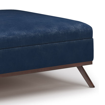 Owen - Square Coffee Table Storage Ottoman - Distressed Dark Blue