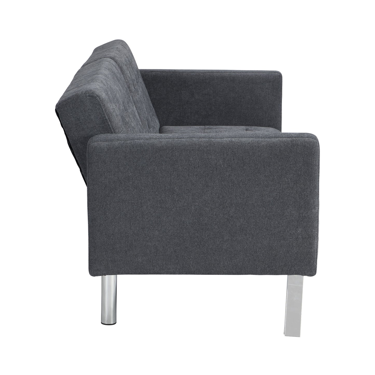 Futon Sofa Bed Convertible Folding Lounge Couch, Armrests - Dark Gray