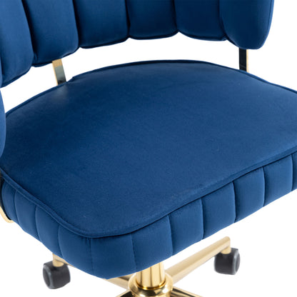 Modern Home Office Desk Chair With Adjustable Height And Swivel Wheels - Navy