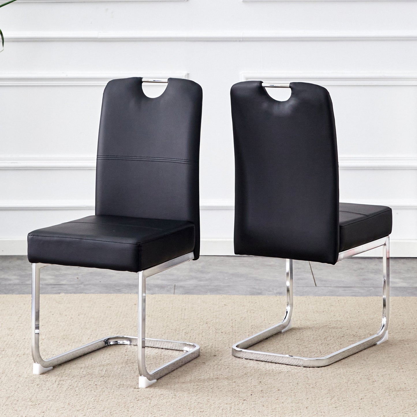 (Set of 4) Thickened Dining Chairs With Built In Spring Packages And Ergonomic Design Perfectly Blending Comfort And Elegance - Black