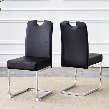 (Set of 4) Thickened Dining Chairs With Built In Spring Packages And Ergonomic Design Perfectly Blending Comfort And Elegance - Black