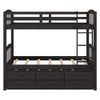 Twin Over Twin Wood Bunk Bed With Trundle And Drawers - Espresso
