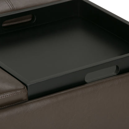 Avalon - Square Coffee Table Storage Ottoman - Chocolate Brown