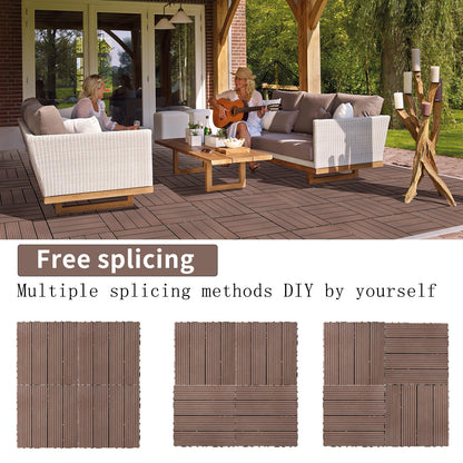 Wood Plastic Composite Deck Tiles (Set of 20), Sustainable Composite Decking Resist Rust, Water, Weather, Easy To Diy & Maintain, Ideal For Patios, Balconies, Rooftops - Coffee