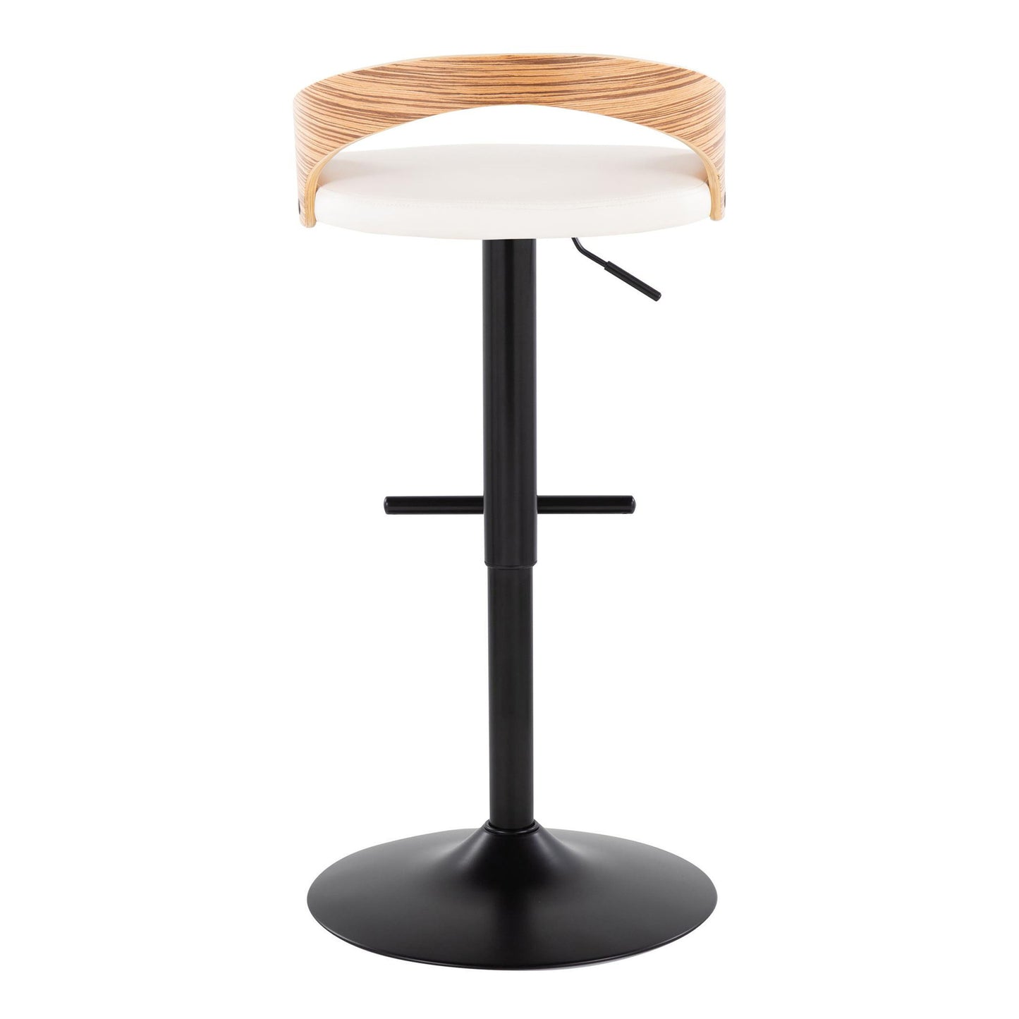 Grotto - Contemporary Adjustable Barstool With Swivel With Straight T Footrest (Set of 2) - Black / Zebra / White