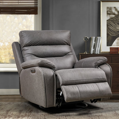 Dual Okin Motor Rocking And 240ÔøΩÔøΩÔøΩÔøΩÔøΩÔøΩÔøΩÔøΩÔøΩÔøΩÔøΩÔøΩÔøΩÔøΩÔøΩ Swivel Single Sofa Seat Recliner Chair Infinite Position, Head Rest With Power Function - Gray