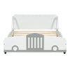 Full Size Car Shaped Platform Bed With Wheels - White