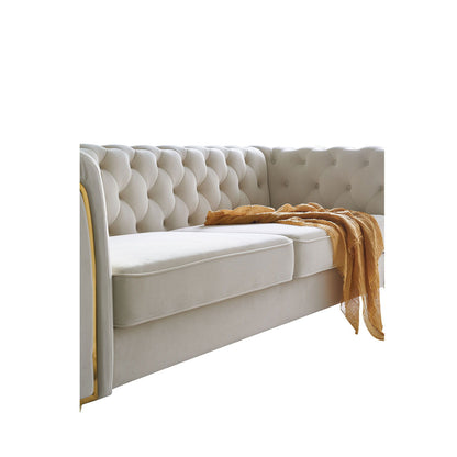 Modern Tufted Velvet Sofa For Living Room - Beige