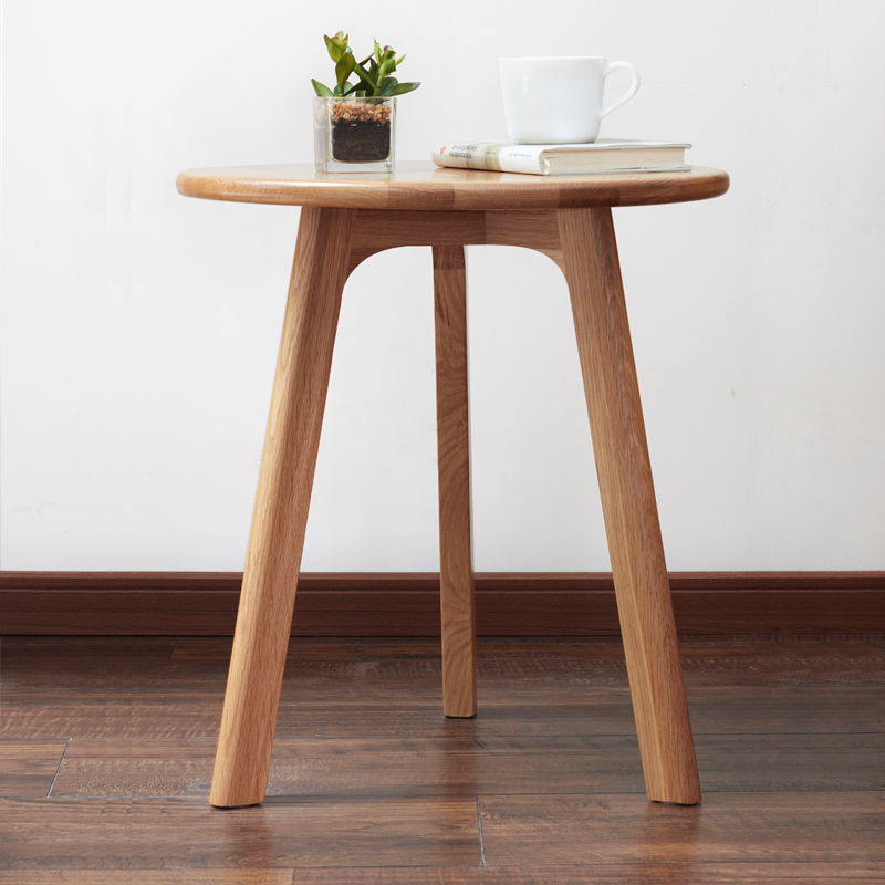 Round Small End Table, Side Table For Bedroom & Balcony - Natural