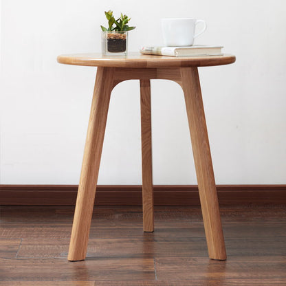 Round Small End Table, Side Table For Bedroom & Balcony - Natural