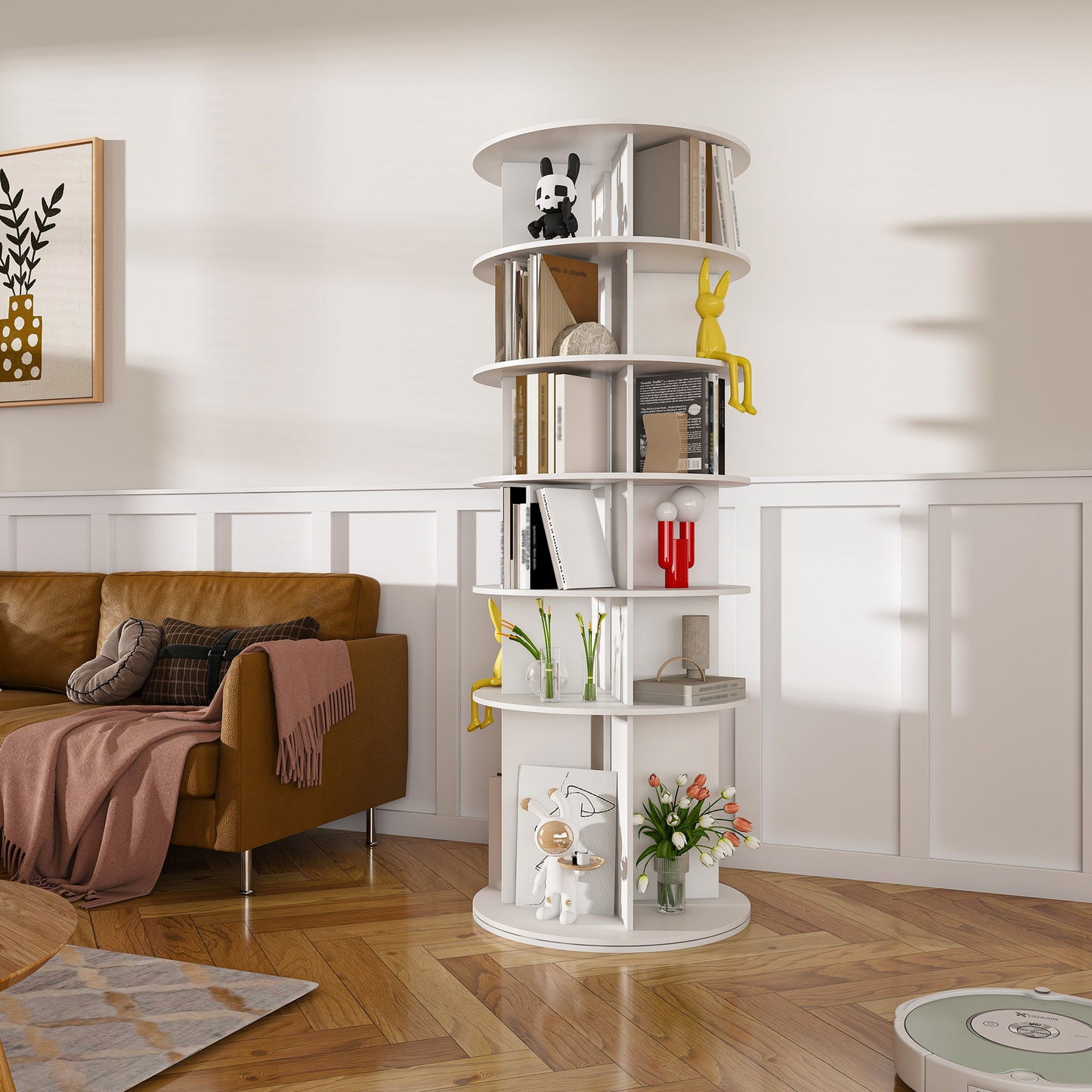 6 Tier Spinning Shoe Rack, Free Standing 360ÔøΩÔøΩ Revolving Shoe Organizer - White
