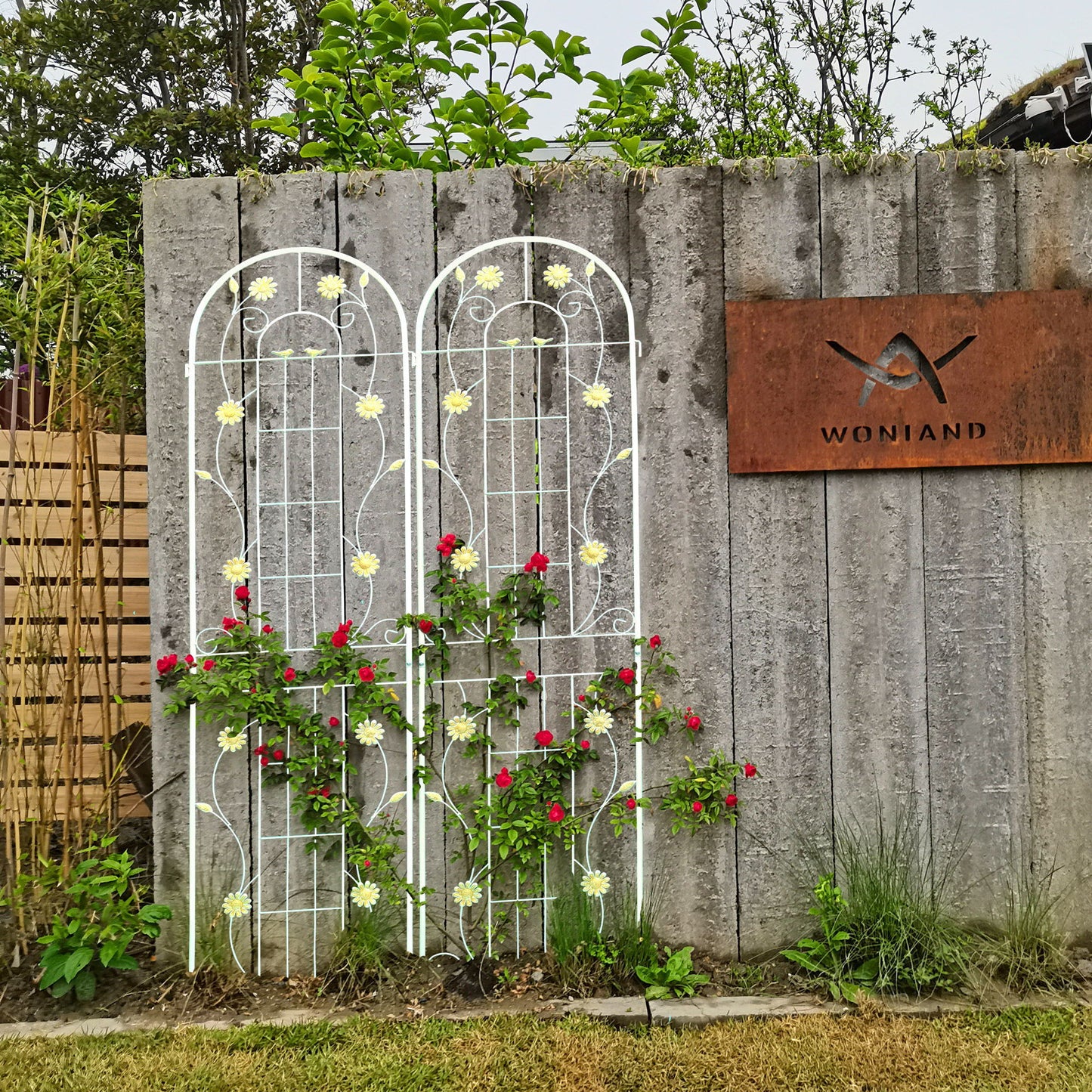 4 Pack Metal Garden Trellis Rustproof Trellis For Climbing Plant Outdoor Flower Support - Cream White