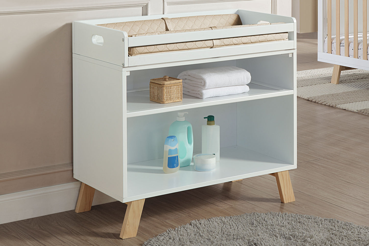 Livia - Multi Purpose Changing Table - White, Natural