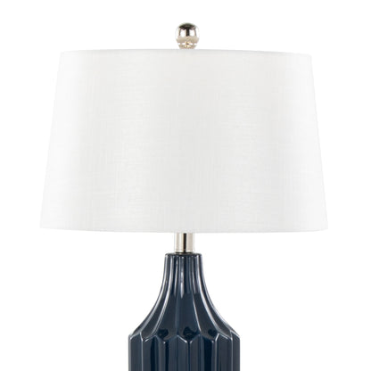 Stella - Contemporary Table Lamp - Gloss Dark Blue / White