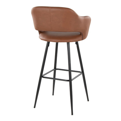 Margarite - Contemporary Fixed Height BarStool With Square Footrest (Set of 2) - Black / Brown