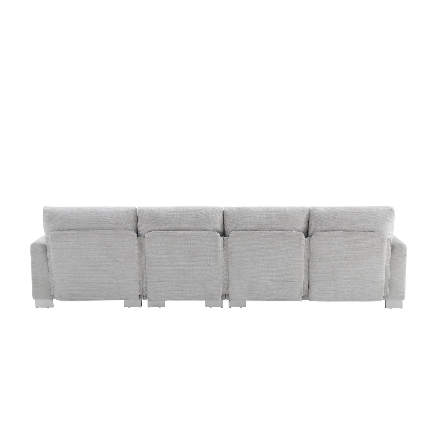 Modern Oversized Sectional Sofa, L-Shaped Luxury Couch Set With 2 Free Pillows, 5 Seat Chenille Indoor Furniture With Chaise - Light Gray