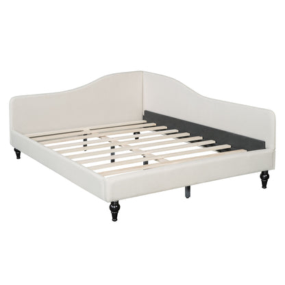 Full Size, Durable Construction Modern L Shaped Linen Daybed With Legs - Beige