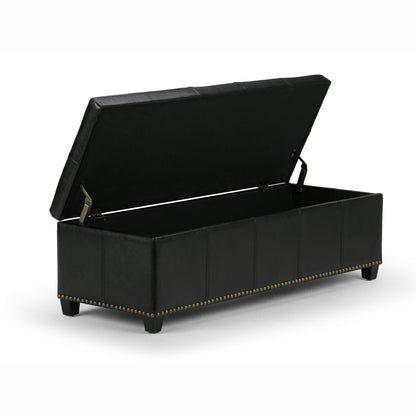Kingsley - Large Storage Ottoman - Midnight Black